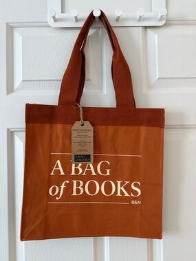 Barnes & Noble Rust Canvas Tote with Cream Lettering